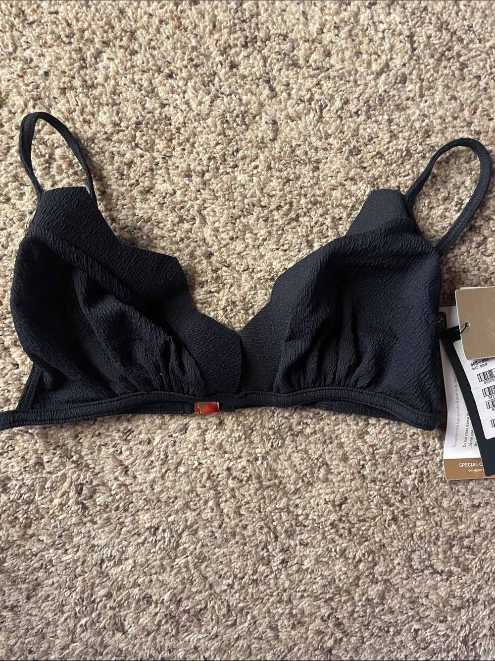 Vix Black Textured Bralette Bikini Top